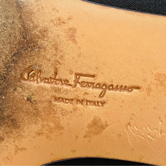 SALVATORE FERRAGAMO black fabric buckle strap detail slip on mules loafer - Picture 13 of 13